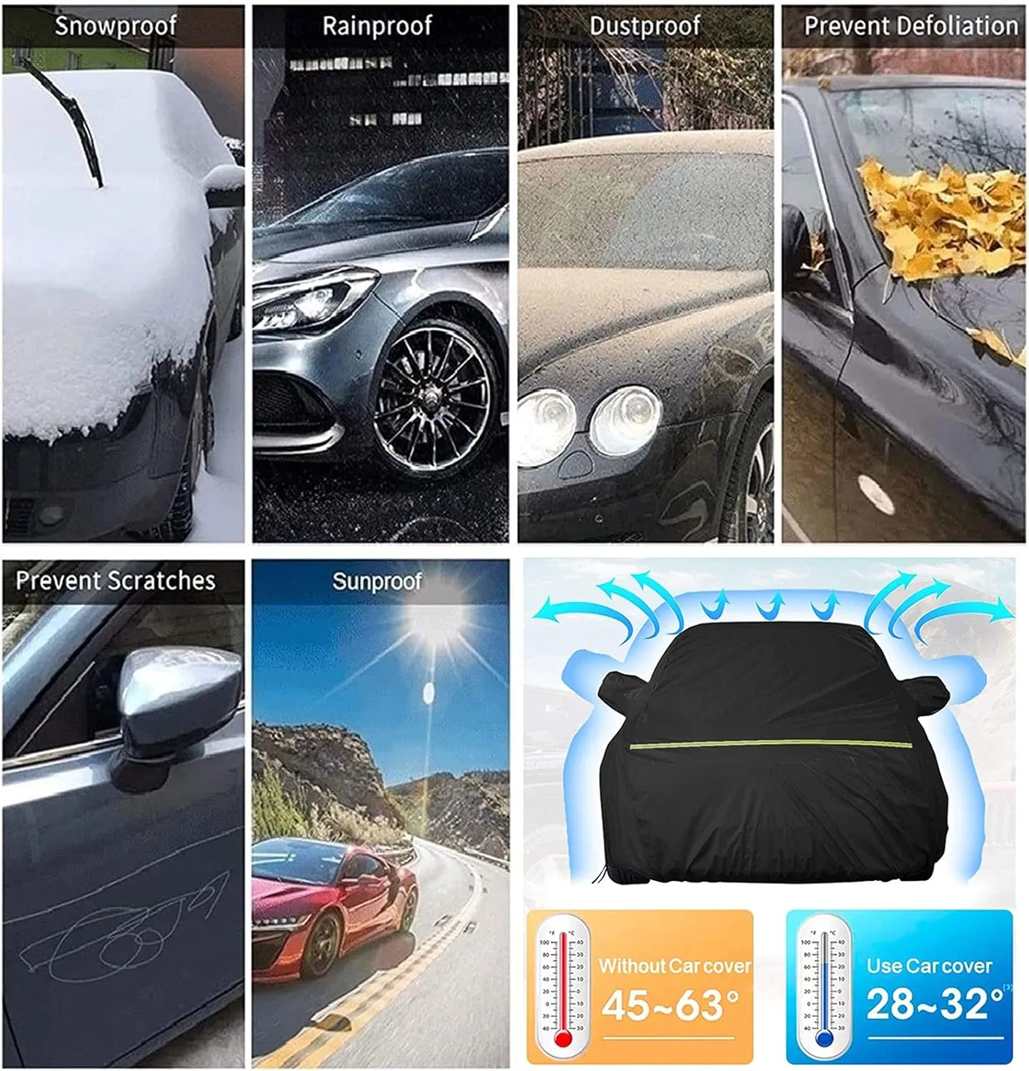 Car Cover is waterproof all-weather, wind, snow, ultraviolet rays, bird droppings, not easy to break, safe parking at night, compatible with Daimler V8-250 Xj Series Xj12 ( Color : A , Size : Xj12 )