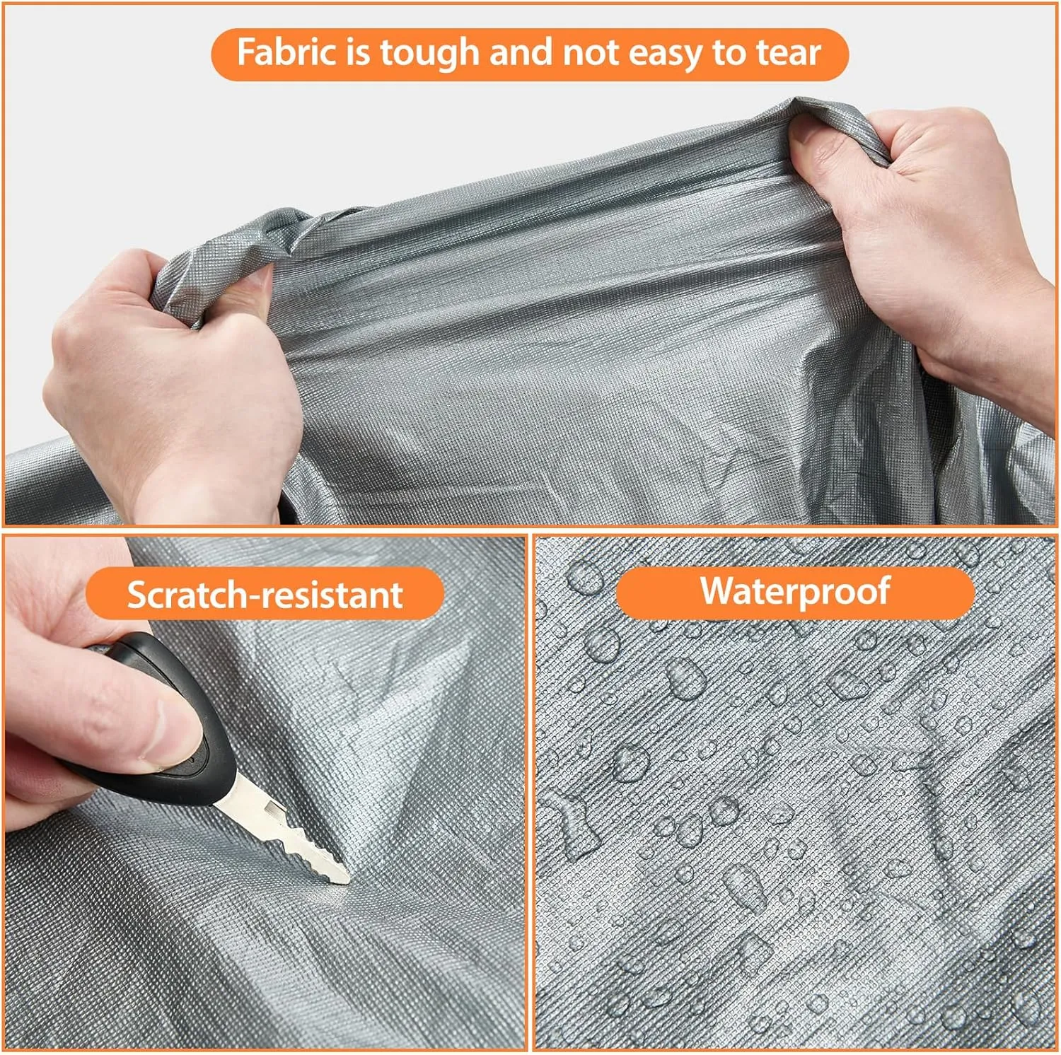 Car Cover Waterproof All Weather, 6 Layers Full Exterior Covers with Zipper Cotton, Mirror Pocket. Outdoor Car Cover UV Snow Rain Wind Dust All Weather Outdoor Protection for SUV (185-190 inch)