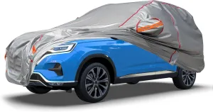 Car Cover Waterproof All Weather, 6 Layers Full Exterior Covers with Zipper Cotton, Mirror Pocket. Outdoor Car Cover UV Snow Rain Wind Dust All Weather Outdoor Protection for SUV (185-190 inch)