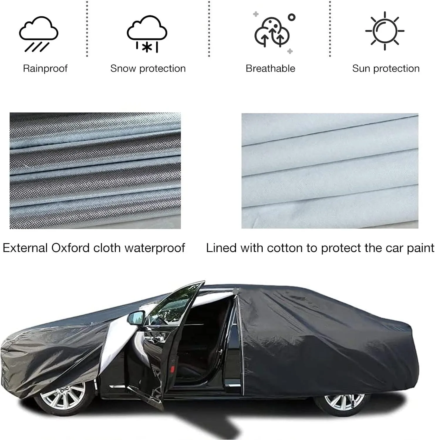 Car Cover Waterproof for Ligier JS50 Hatchback (2013-2018), Outdoor Car Covers Waterproof Breathable Large Car Cover with Zipper, Custom Full Car Cover Dustproof Scratchproof Sun-Resistant(Color:1,Siz