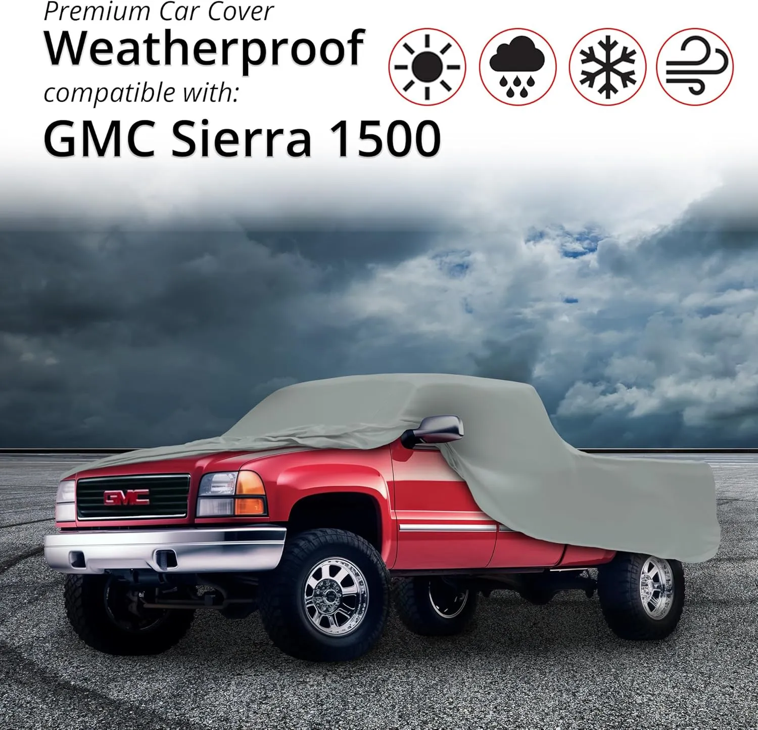 Car Covers Weatherproof Max Truck Cover & Warranty Compatible with GMC 1999-2022 Sierra 2500-3500 Crew Cab ~8'– Outdoor Cover, Prevents Theft with Cable Lock