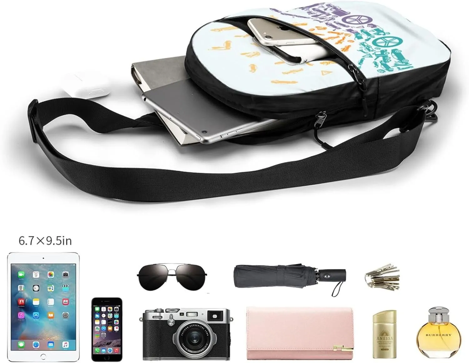 Car Crash Sling Bag for Men Women, Small Crossbody Sling Backpack Shoulder Chest Bag, Anti Theft Travel Hiking Sports