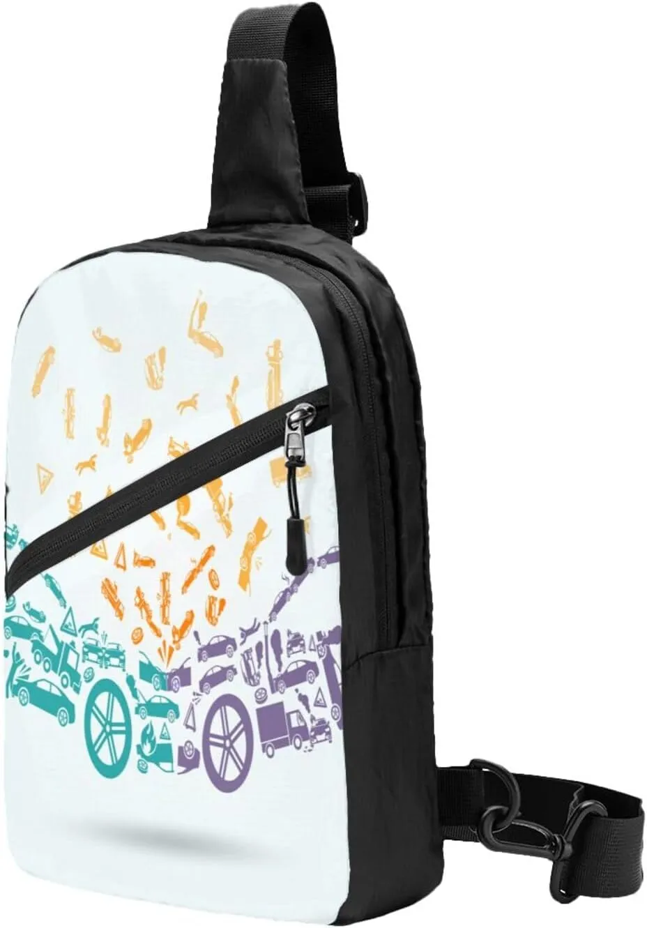 Car Crash Sling Bag for Men Women, Small Crossbody Sling Backpack Shoulder Chest Bag, Anti Theft Travel Hiking Sports