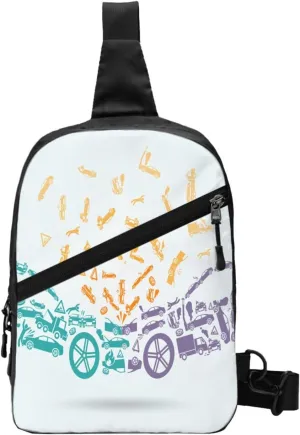 Car Crash Sling Bag for Men Women, Small Crossbody Sling Backpack Shoulder Chest Bag, Anti Theft Travel Hiking Sports