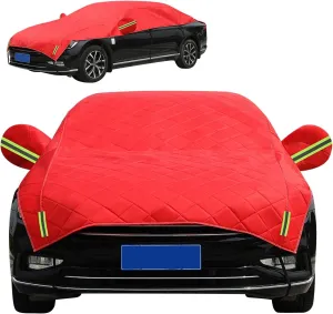 Car Hail Cover Protector Compatible with Volkswagen Virtus 2018-2024,Red Hail Proof Car Cover, Rainproof and Hailproof, Five Layers of Thickened Cotton Material