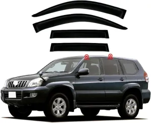 Car Rain Shield Car Window rain Guards Side Window rain Guards Car Windows Visor Window Visors Rain Guard Car Wind-Deflectors Side Window Deflector for L-and C-ruiser P-rado MK3 2003-2009