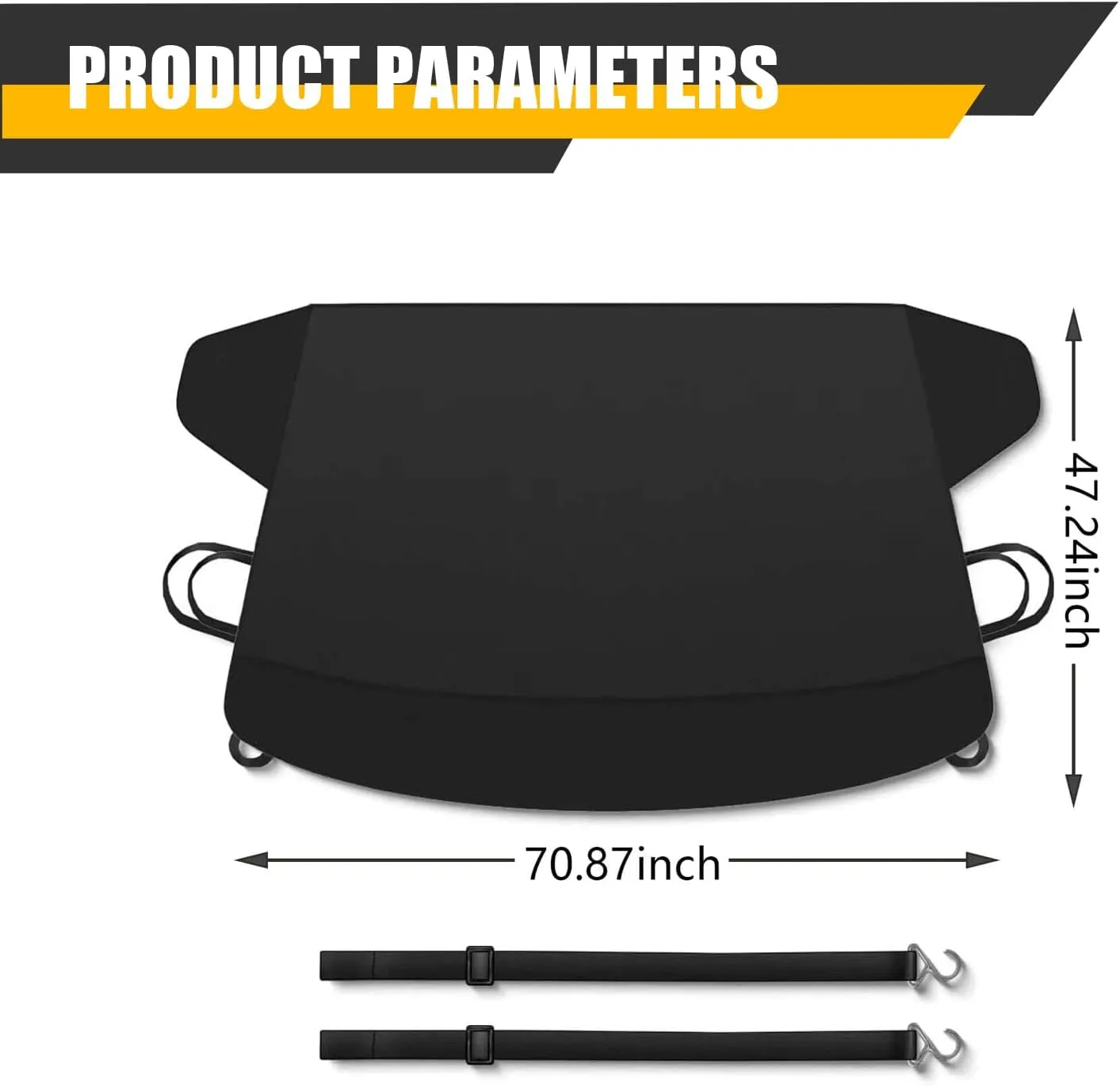 Car Windshield Cover for Ice and Snow, Oxford Cloth Winter Outdoor Portable Protective Covers, 70.8" x 47.2" Perfect Coverage Thickened Foldable Cover, Universal for Most Cars SUVs (Black)