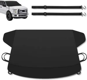 Car Windshield Cover for Ice and Snow, Oxford Cloth Winter Outdoor Portable Protective Covers, 70.8" x 47.2" Perfect Coverage Thickened Foldable Cover, Universal for Most Cars SUVs (Black)