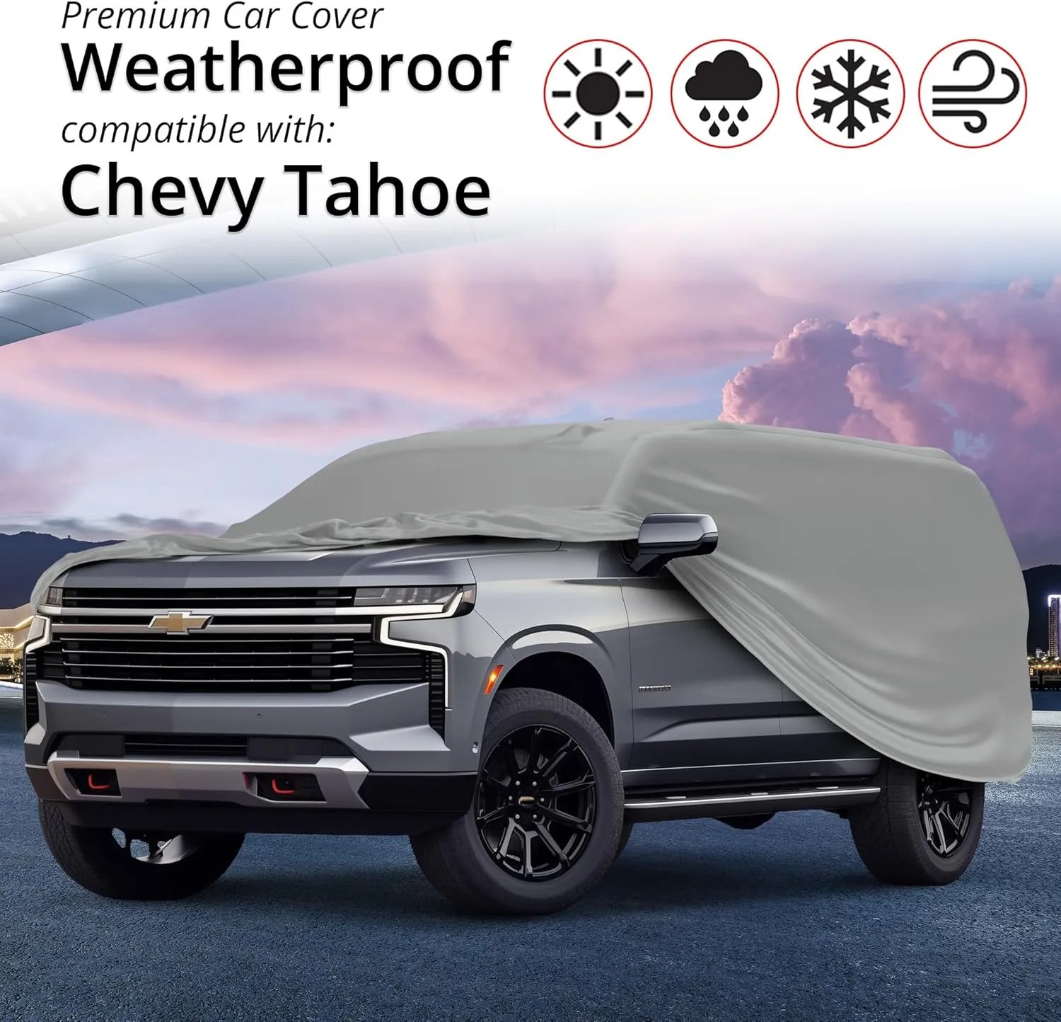 CarCovers Weatherproof SUV Cover & Warranty Compatible with Chevrolet 2000-2014 Tahoe - Outdoor Cover Theft Cable Lock SUV Accessories Better Than Waterproof