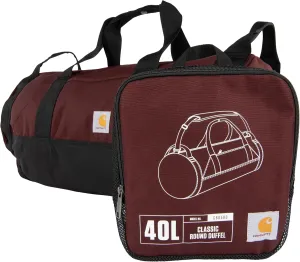 Carhartt Classic Round Duffel with Utility Pouch, Heavy-Duty, Water-Resistant Packable Gear Bag for Jobsite, Gym, and Travel