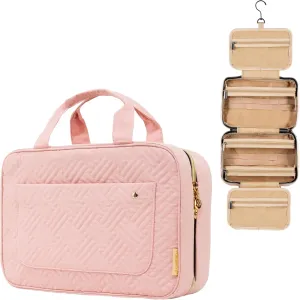 Carrywell (Not Made In China) Hanging Toiletry Bag For Women, Toiletries Bag, Travel Make Up Organizer, Water-Resistant Case For Cosmetics, Makeup and Brushes (Pink, Large)