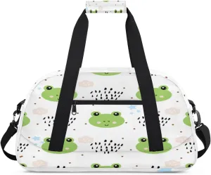 Cartoon Frog Gym Duffel Bag for Men Women Clouds Stars Sports Tote Bag with Adjustable Shoulder Strap for Dance Gymnastics Traveling Outdoor Camping Overnight Stay