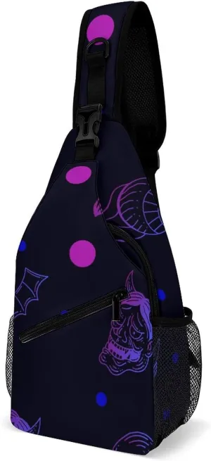 Casual Sling Backpack Gradient-blue-purple-mystical-print Chest Bags Crossbody Sling Bag Travel Hiking Daypack Shoulder Bag for Women Men