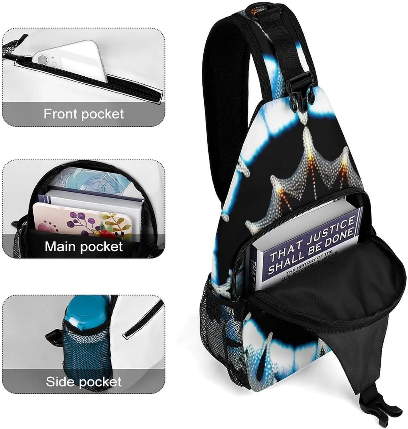 Casual Sling Backpack Particles-lines-print Chest Bags Crossbody Sling Bag Travel Hiking Daypack Shoulder Bag for Women Men, 38x20cm, Style-4