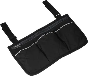 Chair Armrest Organizer - Polyester 4 Pockets Snack Book Arm Rest Storage Bag with Adjustable Straps, Apply to Camping/Fishing/Picnic (Black)