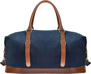 CHALLENGER Canvas Leather Cow Hide Carry-On Duffle Weekender Luggage Travel Bag 18J08NV