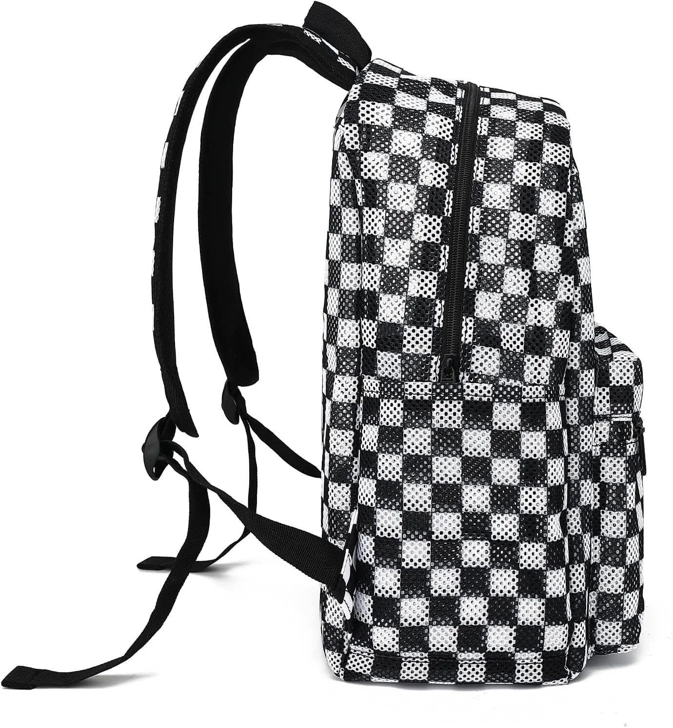 Checkered Mesh Backpack for Girls, Kids Semi-Transparent School Bookbag Women See Through Beach Bag Daypack