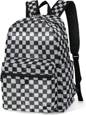 Checkered Mesh Backpack for Girls, Kids Semi-Transparent School Bookbag Women See Through Beach Bag Daypack