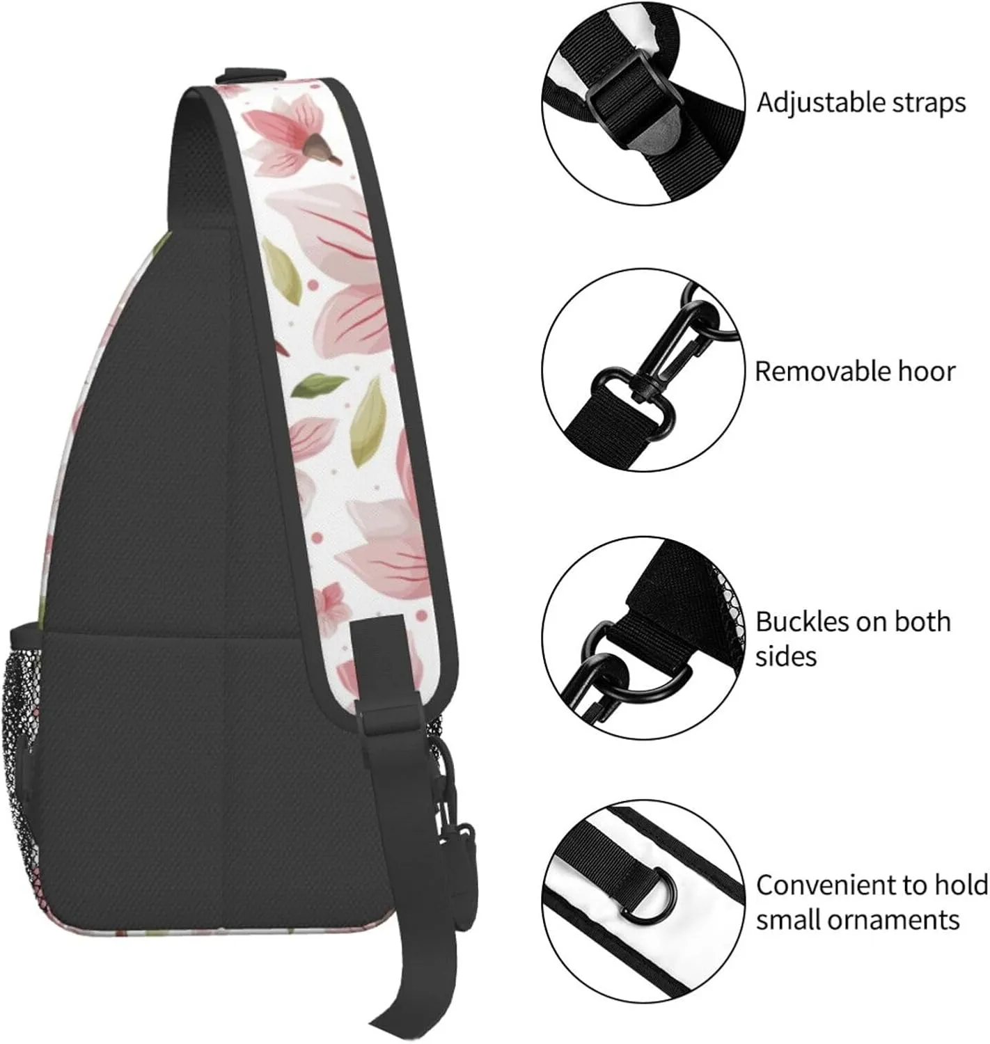 Cherry Blossom Sling Backpack Shoulder Chest Bag For Men Women Hiking Travel Crossbody Daypack