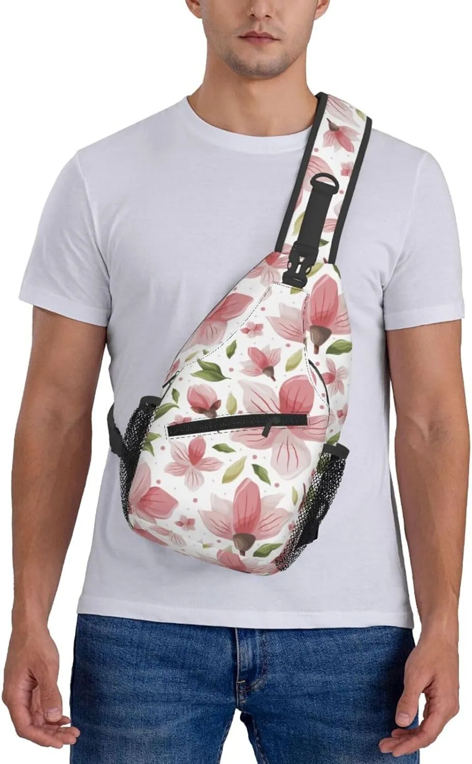 Cherry Blossom Sling Backpack Shoulder Chest Bag For Men Women Hiking Travel Crossbody Daypack