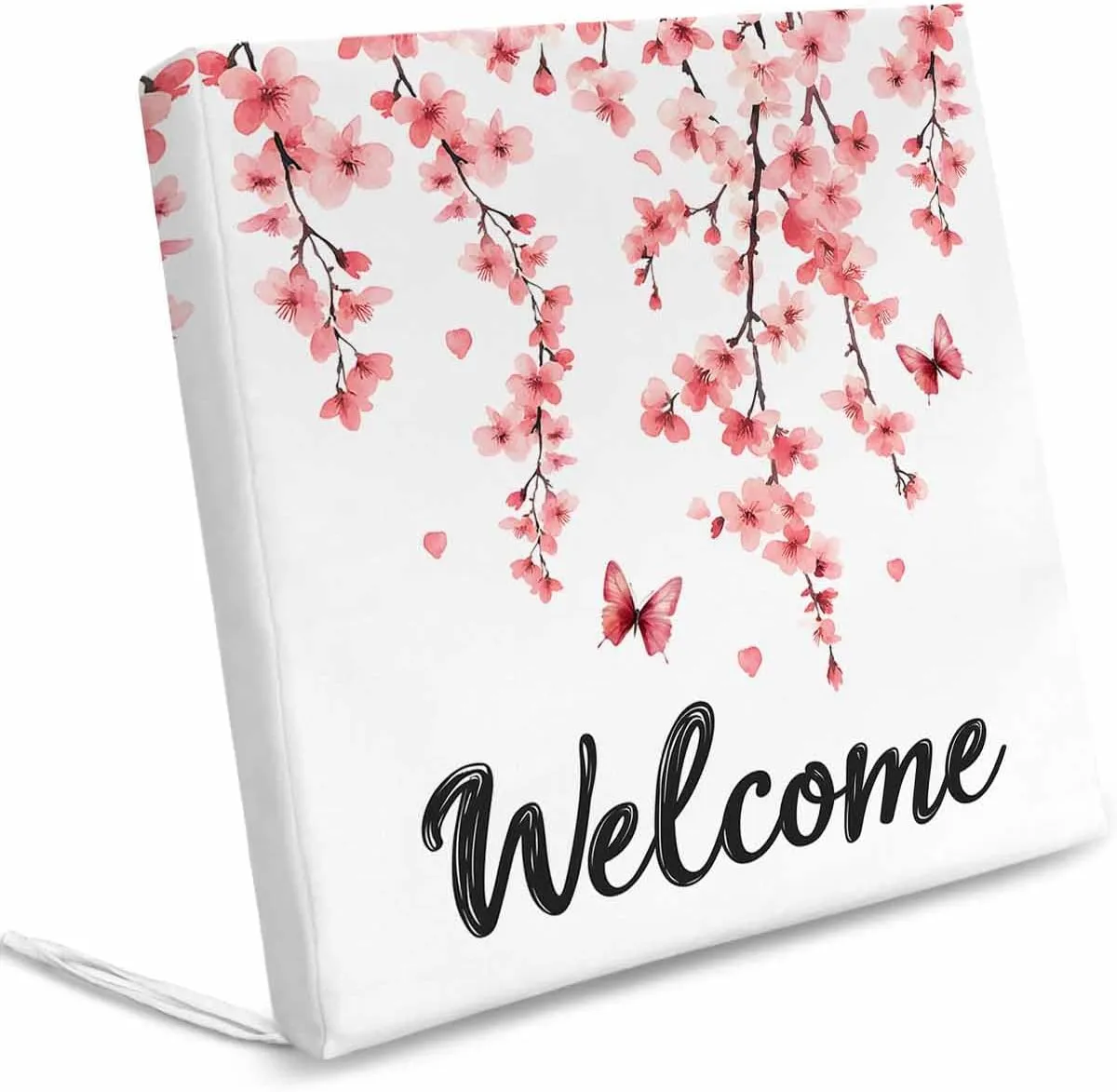 Cherry Blossoms Outdoor Cushion Chair Cover Set of 4 - Waterproof Couch Seat Covers, Spring Rustic Botanical Flowers Patio Furniture Protector Cushions Slipcovers for Sofa/RV, 22"x22"x4"