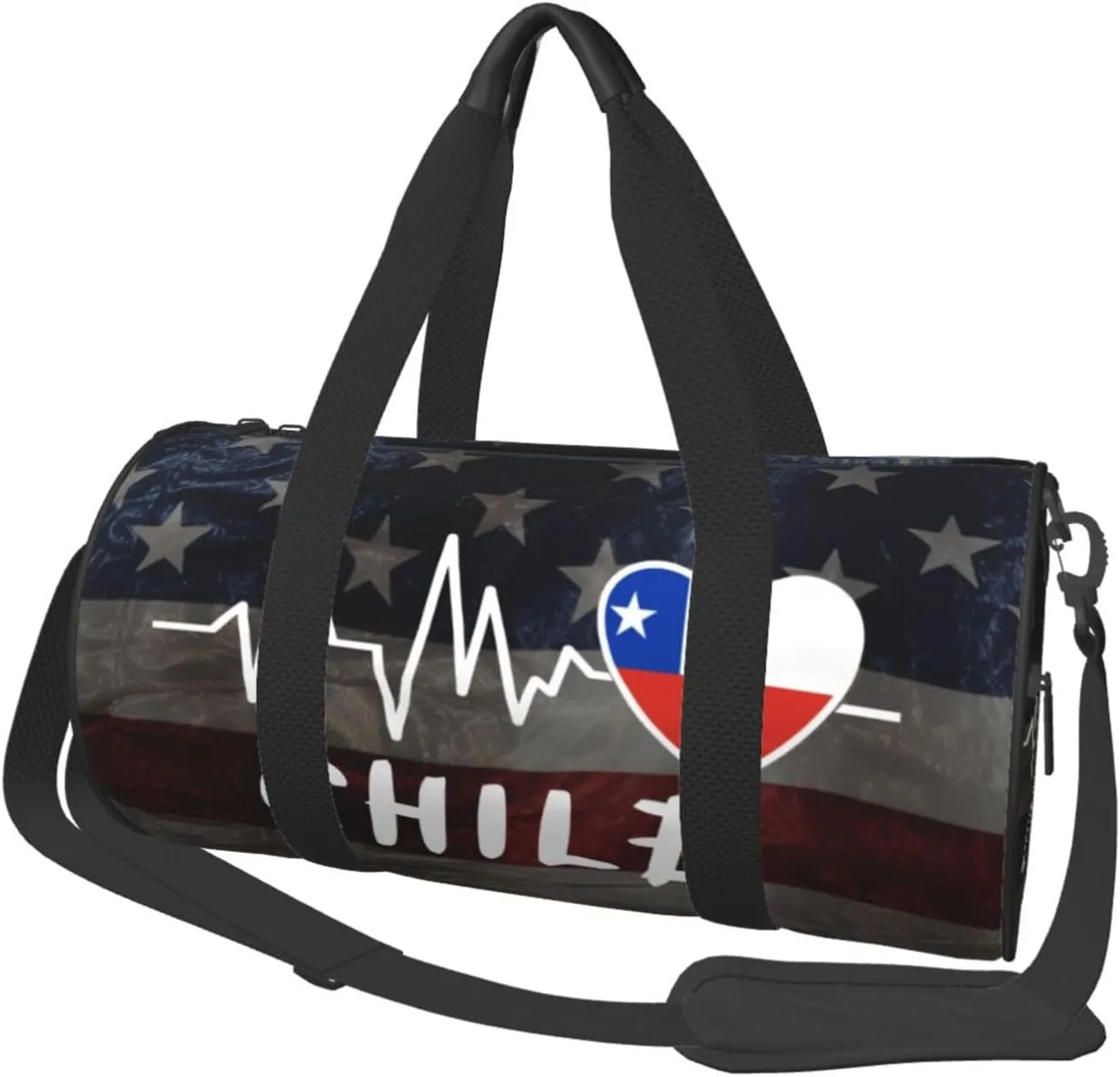 Chile Heartbeat Duffel Bag Gym Bag Travel Sports Tote Large Foldable Beach Swim Yoga5