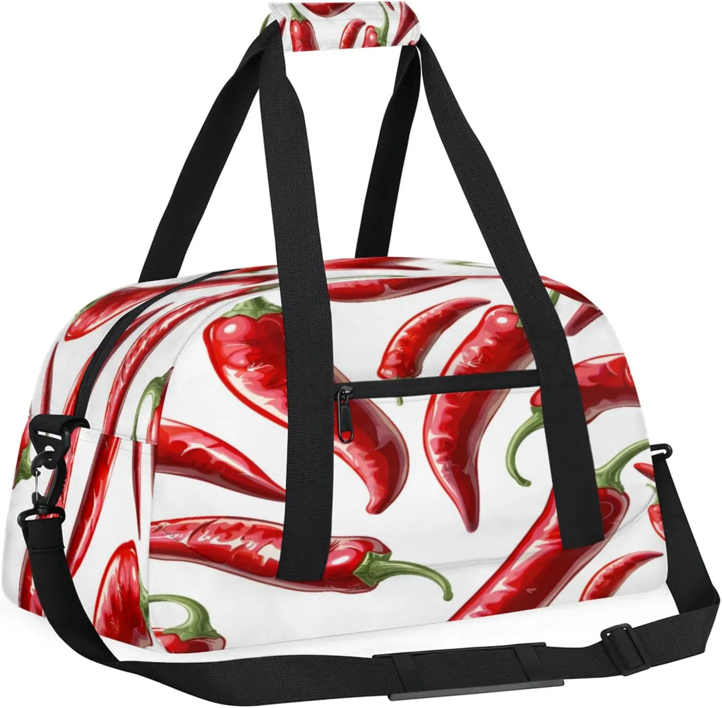 Chili Peppers Small Gym Bag for Women Men, Food Travel Duffle Bag Workout Dance Tote Bag Carry On Overnight Weekender Bag