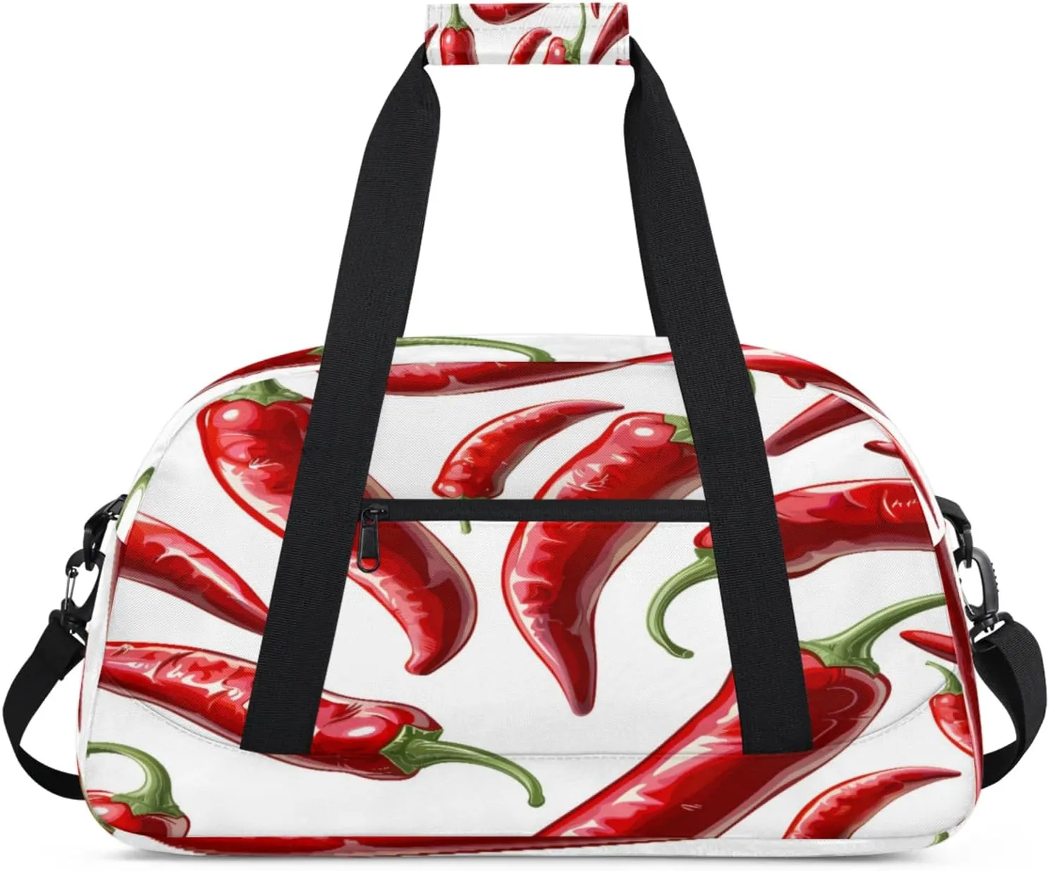 Chili Peppers Small Gym Bag for Women Men, Food Travel Duffle Bag Workout Dance Tote Bag Carry On Overnight Weekender Bag
