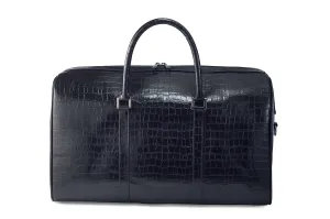 CHRIS - Black Embossed Crocodile Duffel Bag
