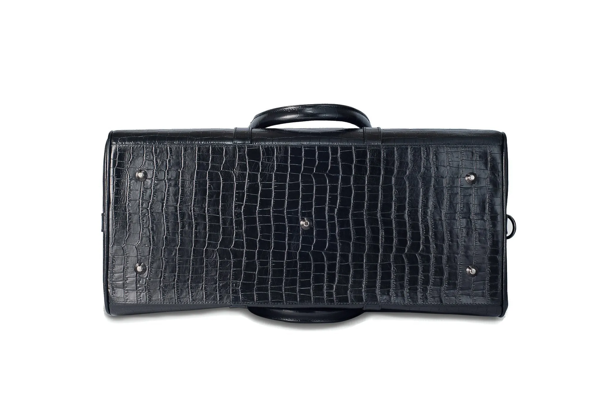 CHRIS - Black Embossed Crocodile Duffel Bag
