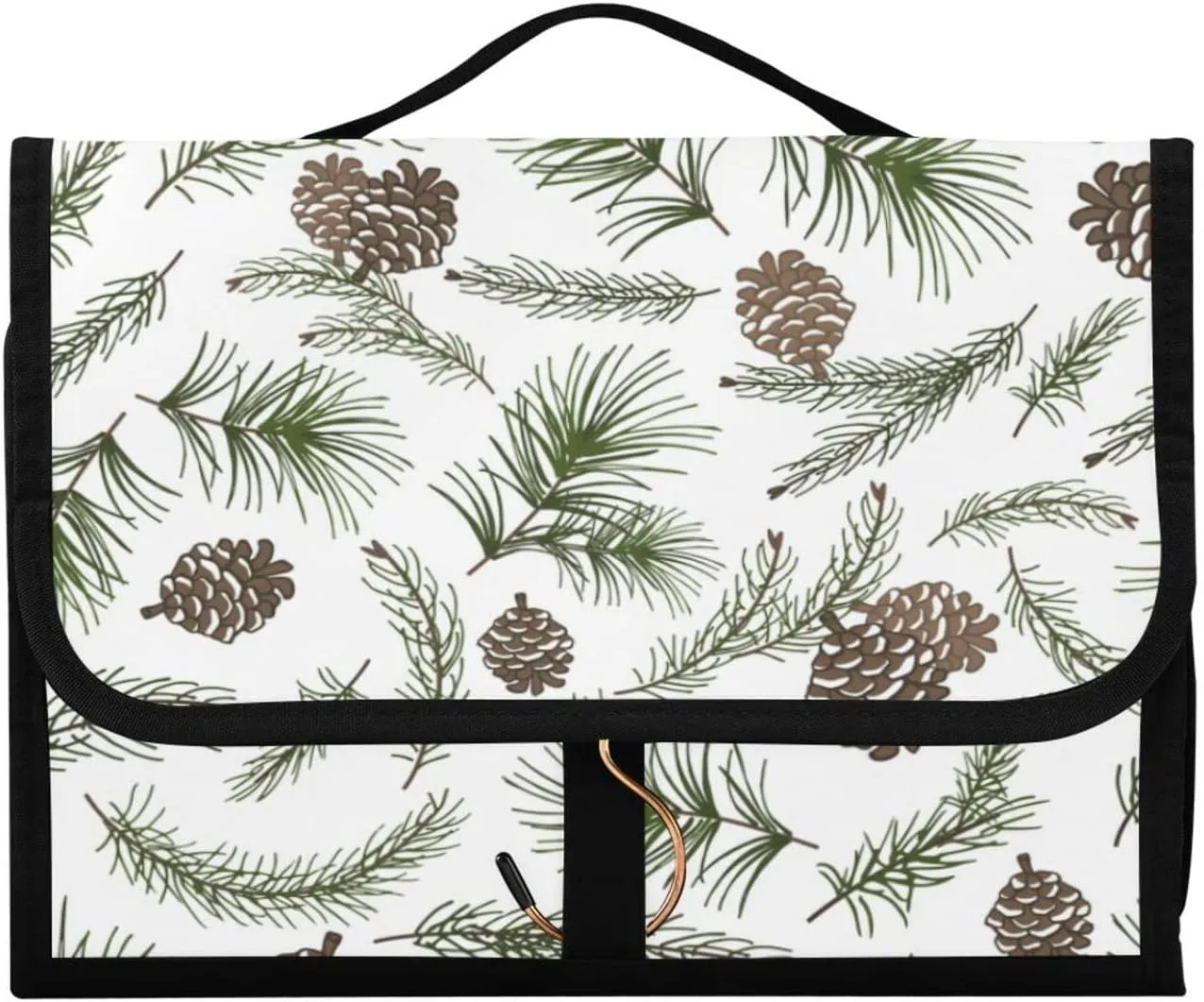 Christmas Tree Green Branches, Pine Cone Fir, Spruce 3 PCs Set Toiletry bags, 1 Women's Travel Cosmetic Bag, 1 Hanging Toiletry Wash Bag, 1 Brush Case, Portable Makeup Storage Case