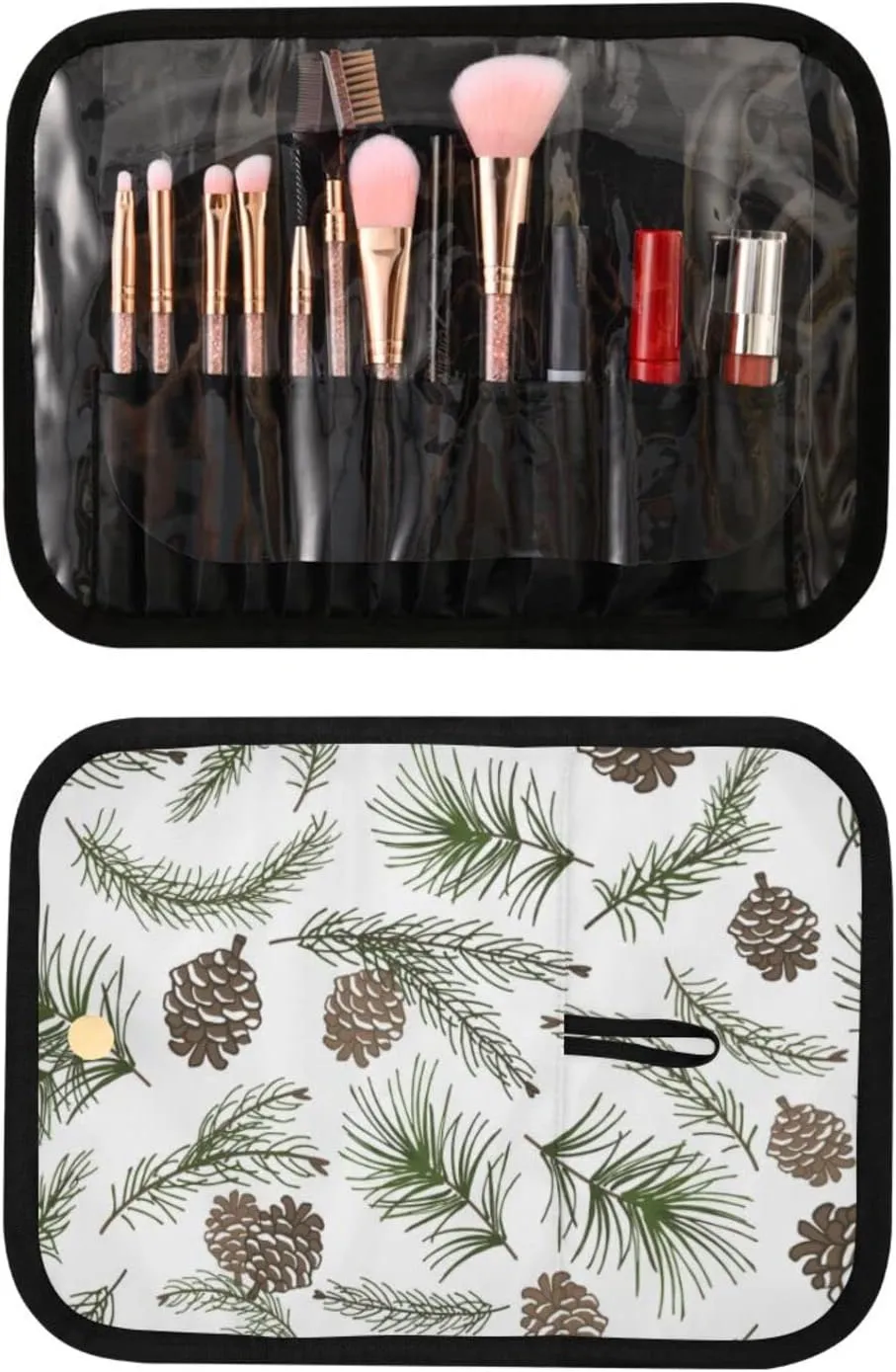 Christmas Tree Green Branches, Pine Cone Fir, Spruce 3 PCs Set Toiletry bags, 1 Women's Travel Cosmetic Bag, 1 Hanging Toiletry Wash Bag, 1 Brush Case, Portable Makeup Storage Case