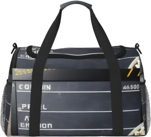 Cinema Movie Clapboard And Popcorn Print Travel Hand Travel Bag Weekender Overnight Carry On Tote Foldable Crossbody Bag