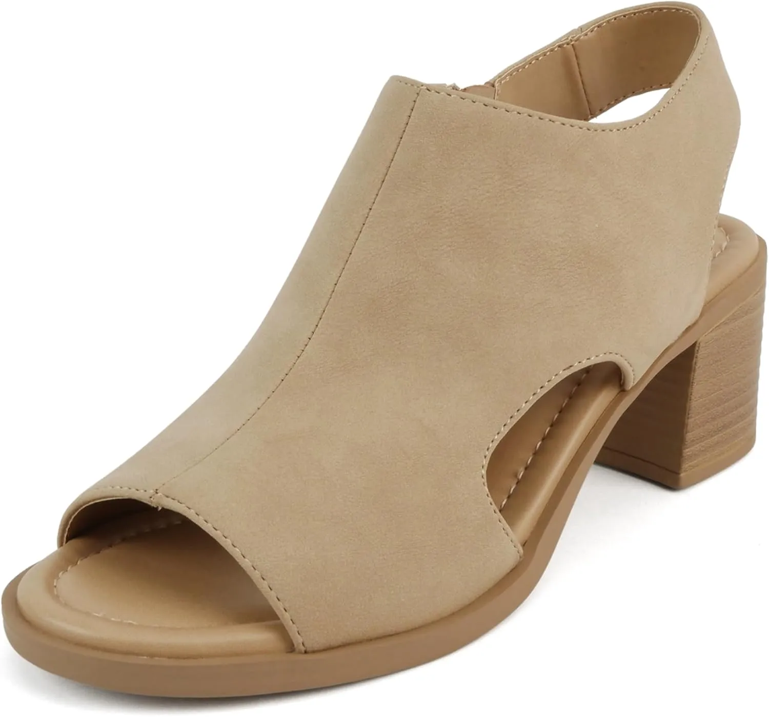 CITYCLASSIFIED “Elect” ~ Women’s Peep Toe Laser Cut Geometric Caged Slingback Ankle Strap Low Stacked Heel Ankle Bootie