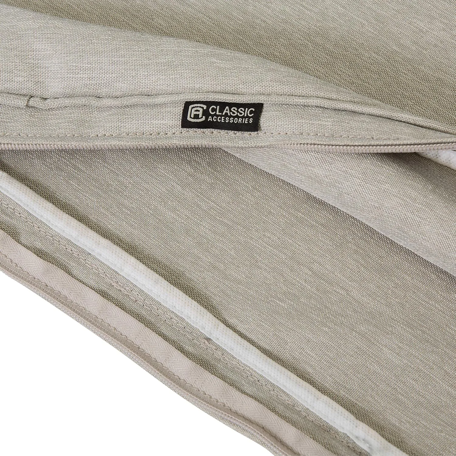 Classic Accessories Montlake FadeSafe Water-Resistant Patio Lounge Back Cushion Cover, 21 x 15 x 4 Inch, Heather Grey, Patio Furniture Cushion Covers