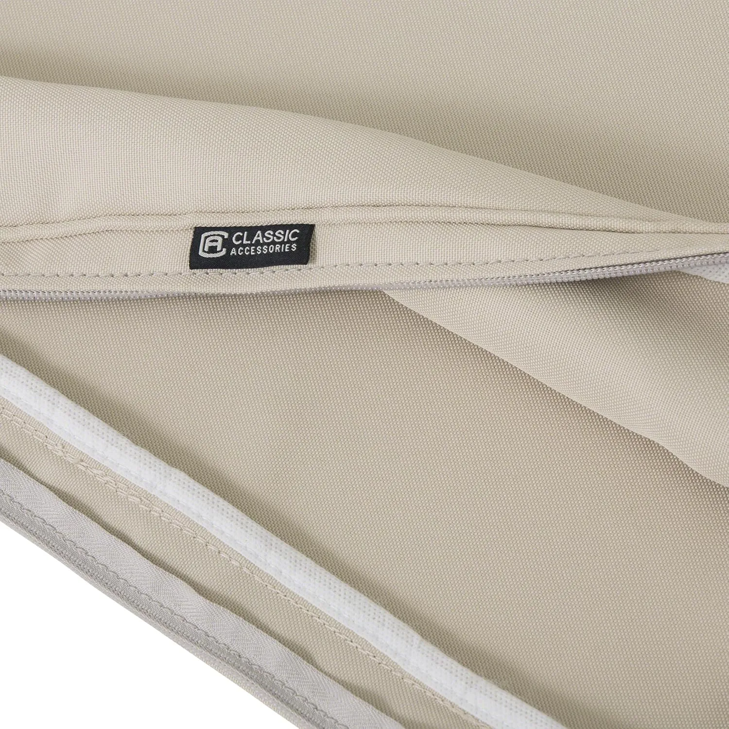 Classic Accessories Montlake Water-Resistant 25 x 22 x 4 Inch Outdoor Back Cushion Slip Cover, Patio Furniture Cushion Cover, Antique Beige, Patio Furniture Cushion Covers