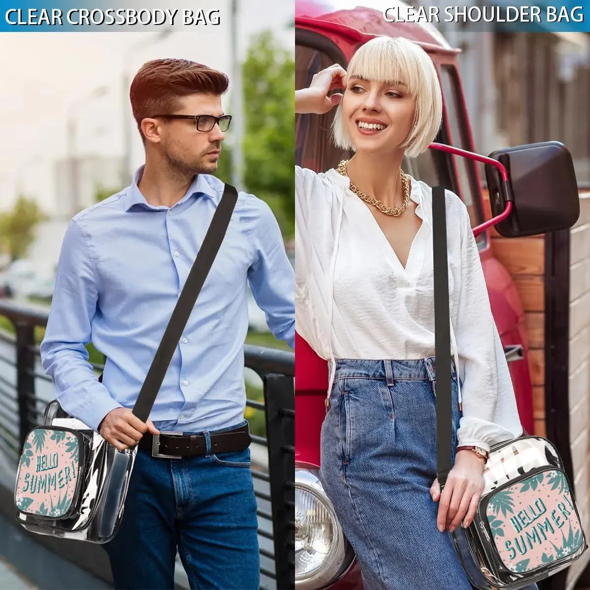 Clear Crossbody Bag Stadium Approved for Women and Men Transparent Messenger Shoulder Bag Clear Purse Bag