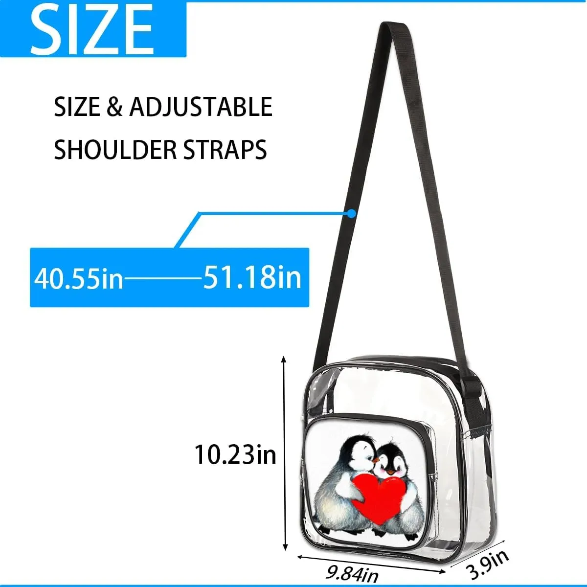 Clear Crossbody Bag Stadium Approved for Women and Men Transparent Messenger Shoulder Bag Clear Purse Bag