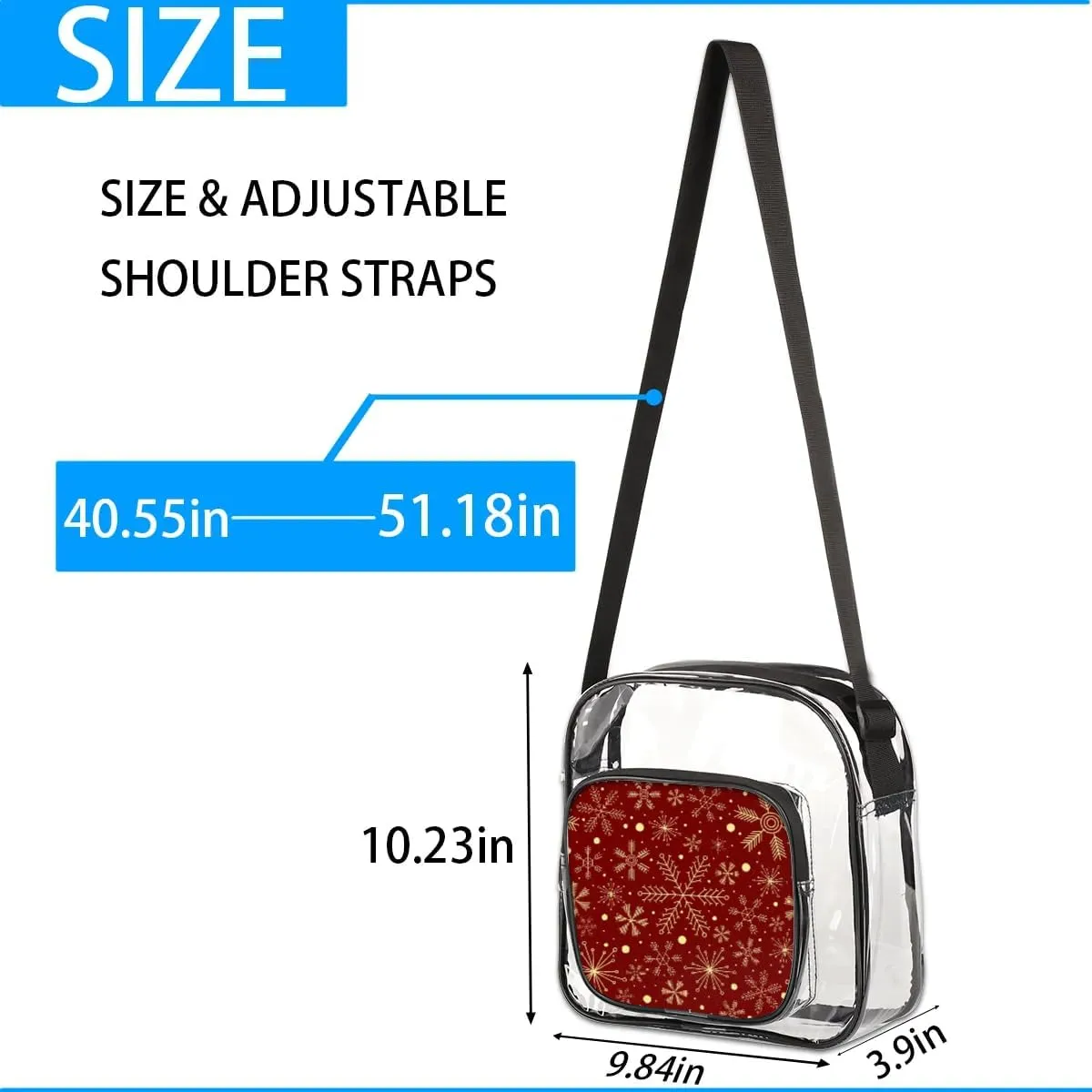 Clear Crossbody Bag Stadium Approved for Women and Men Transparent Messenger Shoulder Bag Clear Purse Bag