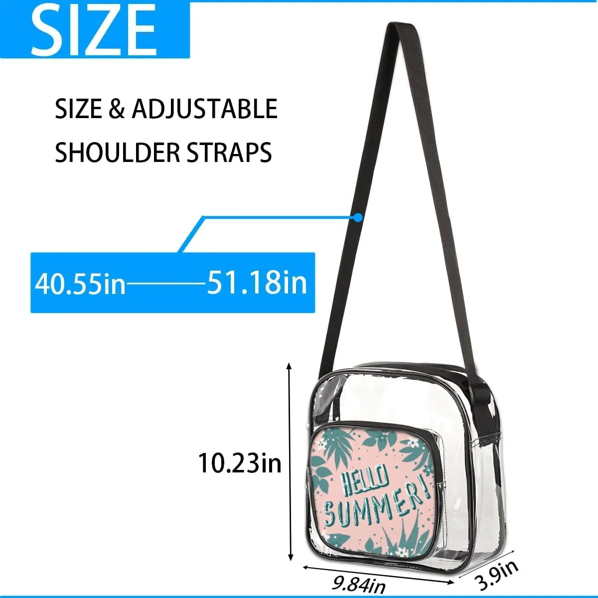Clear Crossbody Bag Stadium Approved for Women and Men Transparent Messenger Shoulder Bag Clear Purse Bag