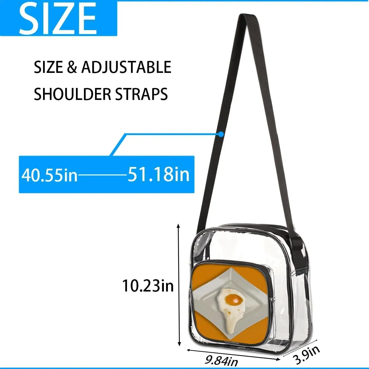 Clear Crossbody Bag Stadium Approved for Women and Men Transparent Messenger Shoulder Bag Clear Purse Bag