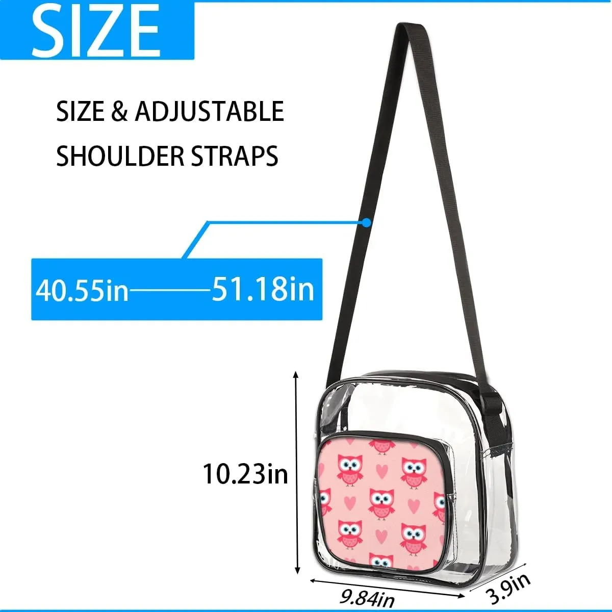 Clear Crossbody Bag Stadium Approved for Women and Men Transparent Messenger Shoulder Bag Clear Purse Bag