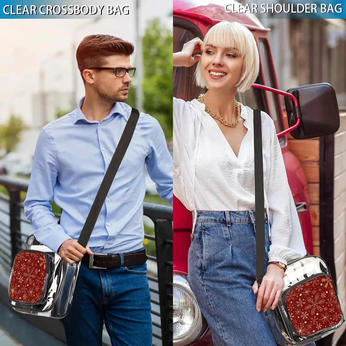 Clear Crossbody Bag Stadium Approved for Women and Men Transparent Messenger Shoulder Bag Clear Purse Bag