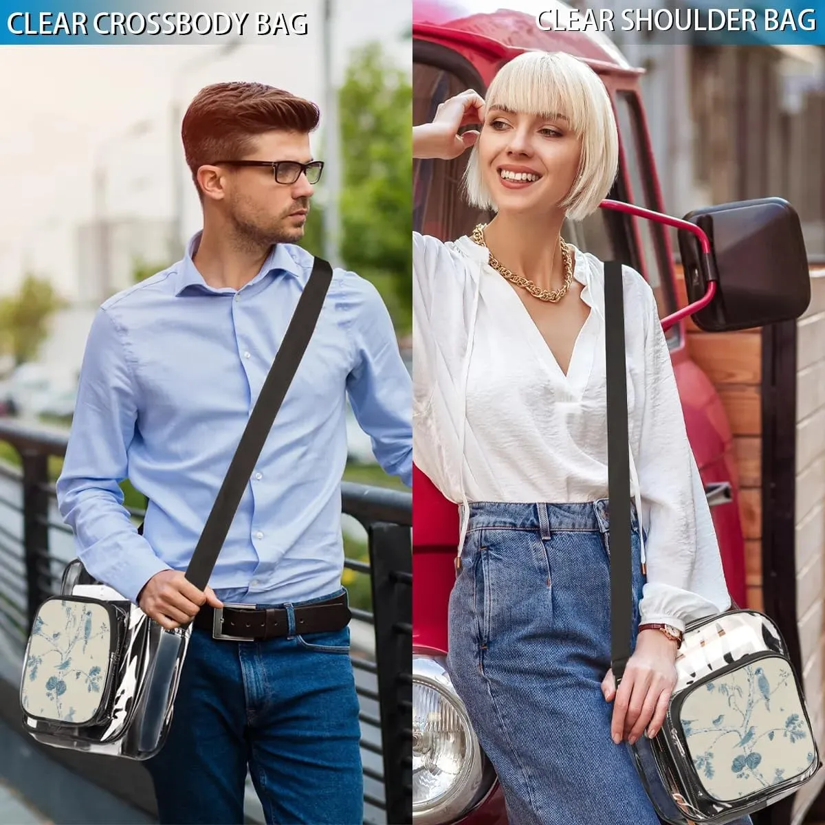 Clear Crossbody Bag Stadium Approved for Women and Men Transparent Messenger Shoulder Bag Clear Purse Bag