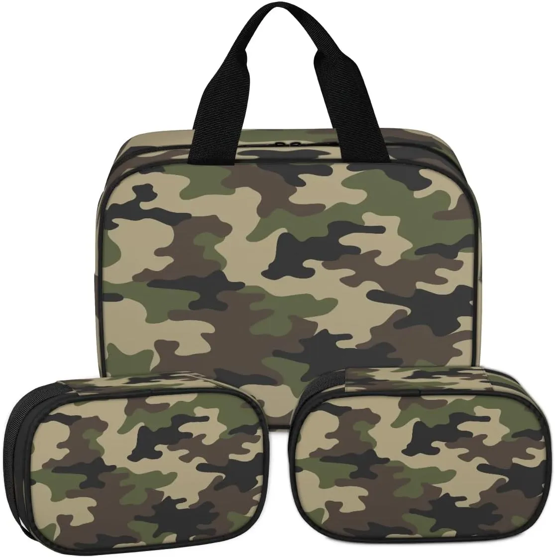 Clear Makeup Bag for Women Men, 3Pcs Transparent Cosmetic Bags Waterpoof Toiletries Set Portable Toiletry Bags with Zipper for Travel Bathroom(Camouflage)