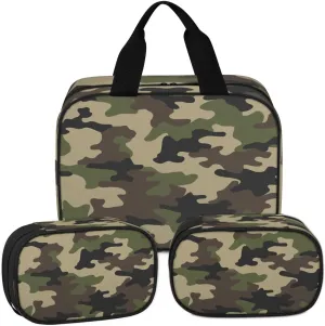 Clear Makeup Bag for Women Men, 3Pcs Transparent Cosmetic Bags Waterpoof Toiletries Set Portable Toiletry Bags with Zipper for Travel Bathroom(Camouflage)