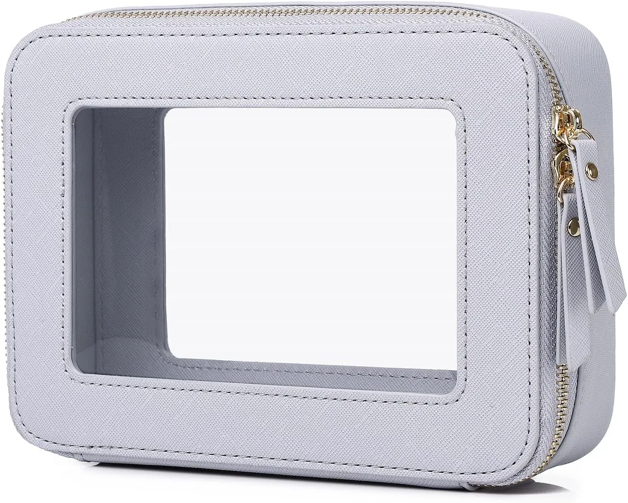 Clear Makeup Bag for Women Waterproof Travel Cosmetics and Toiletries Case Portable Makeup Oaganizer Bag Clear Car Bag with Zipper (Gray, M)
