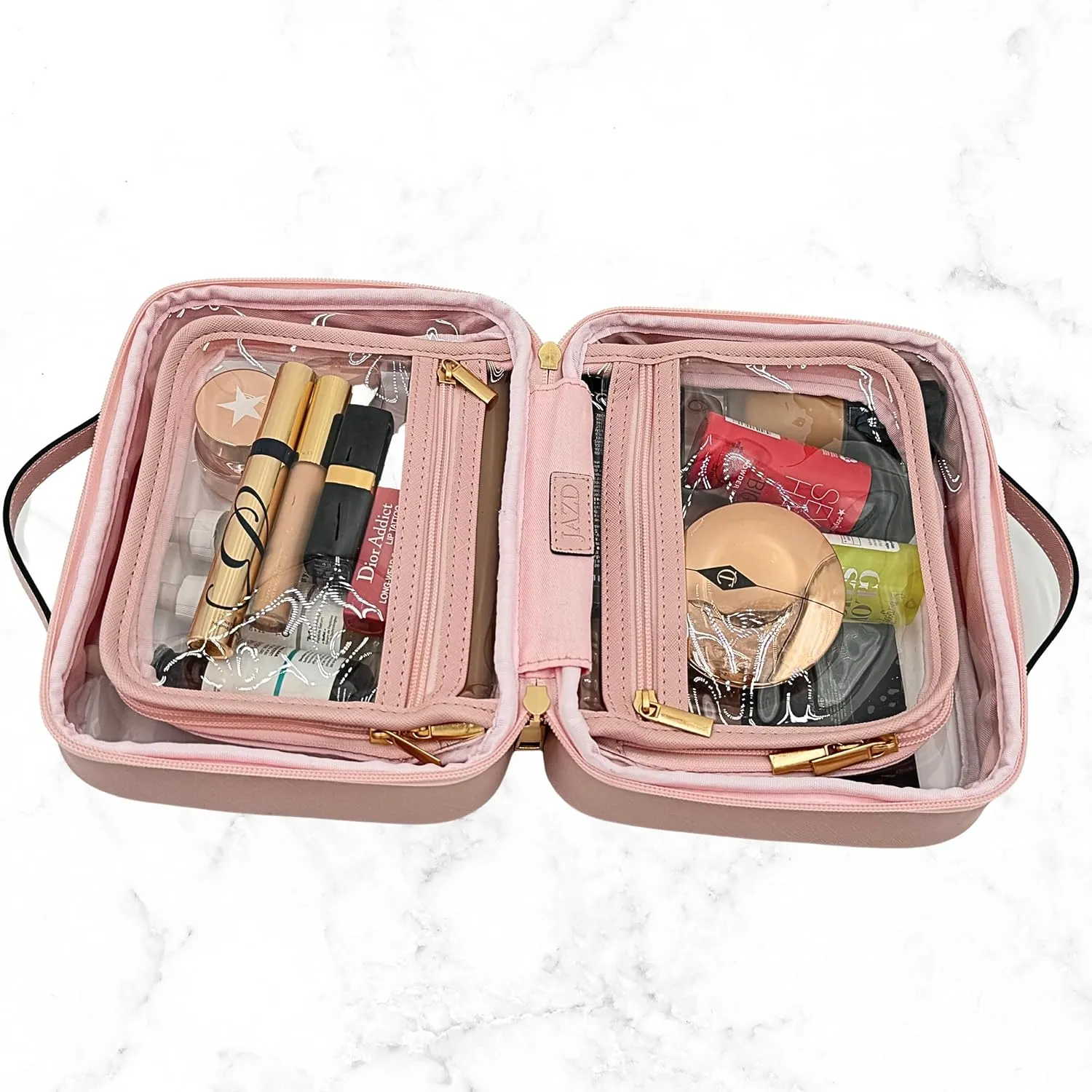 Clear Makeup Bag Toiletry Bag for Women Cosmetic Case Large Capacity Travel Make Up Bag Organizer Transparent Storage Compartment TSA Approved