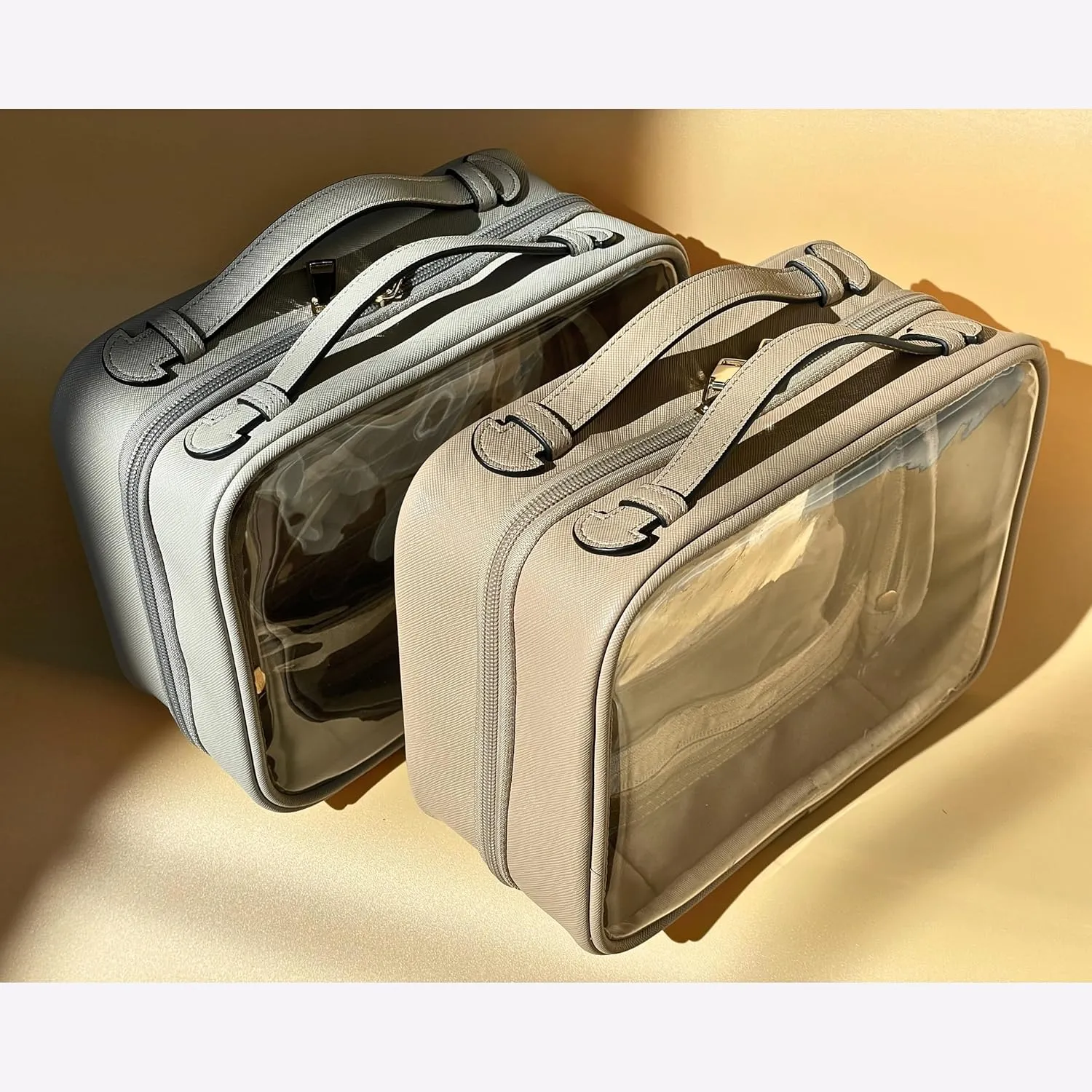 Clear Makeup Bag Toiletry Bag for Women Cosmetic Case Large Capacity Travel Make Up Bag Organizer Transparent Storage Compartment TSA Approved