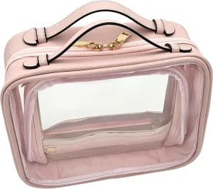 Clear Makeup Bag Toiletry Bag for Women Cosmetic Case Large Capacity Travel Make Up Bag Organizer Transparent Storage Compartment TSA Approved